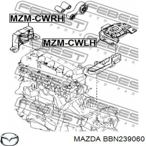 Подушка (опора) двигуна, права BBN239060 Mazda