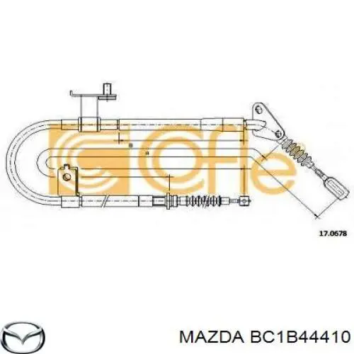 Купити BC1B44410 Mazda Трос ручного гальма задній, правий