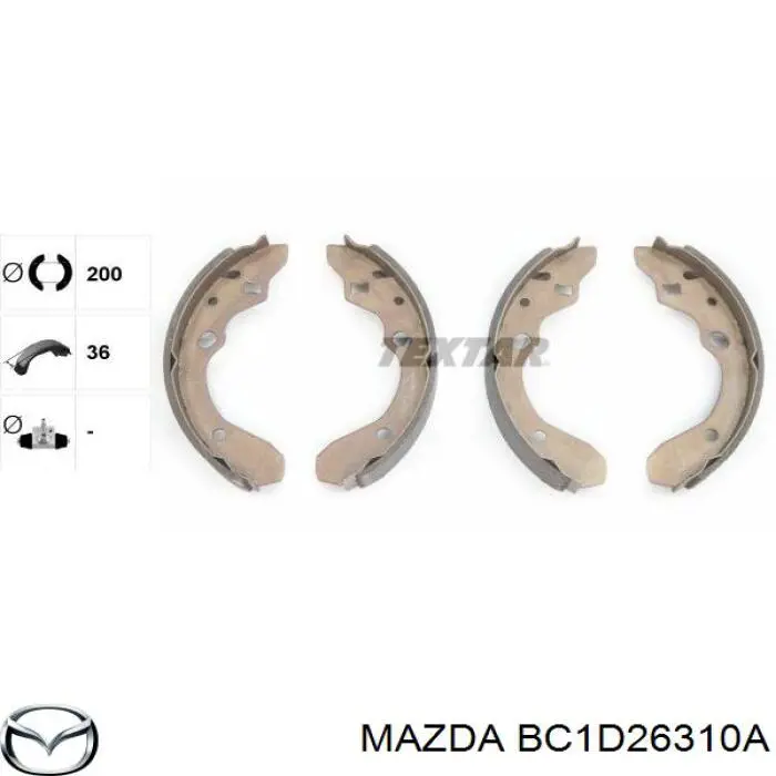Купити BC1D26310A Mazda Колодки гальмові задні, барабанні