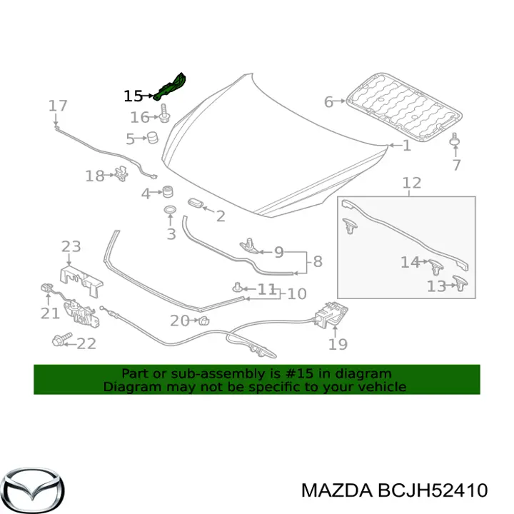 BCJH52410 Mazda Завіс капота, правий