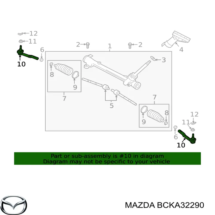 BCKA32290 Mazda Зовнішній наконечник рульової тяги