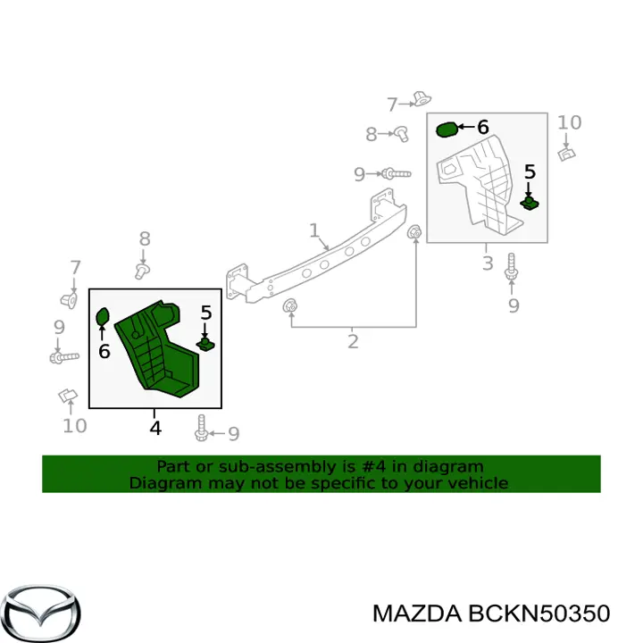 BCKN50350 Mazda Бризковики задній, лівий