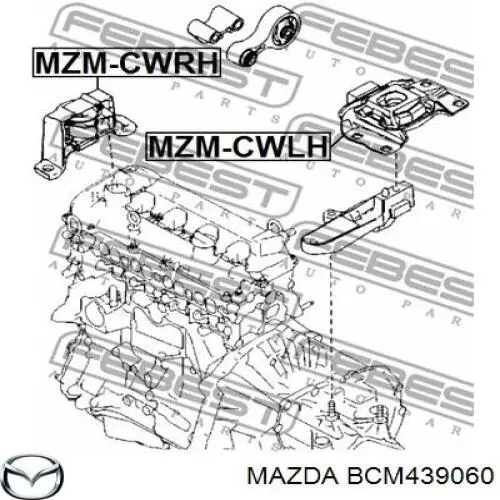 Подушка (опора) двигуна, права BCM439060 Mazda