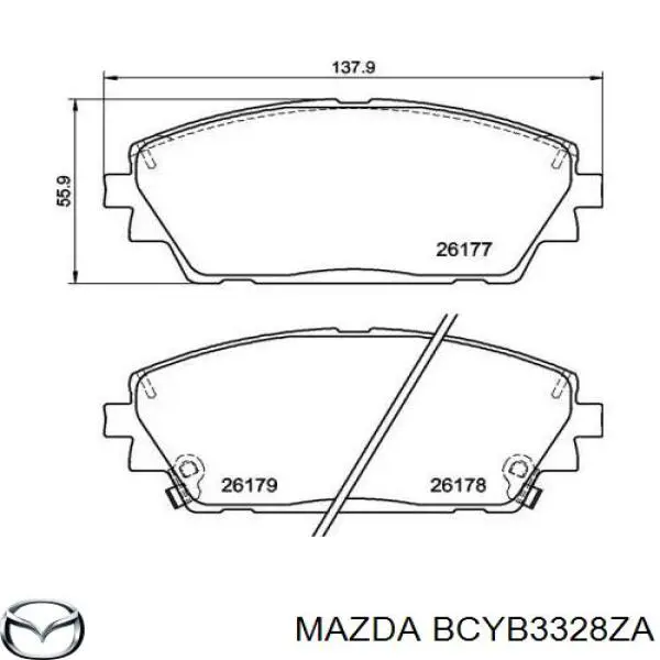 Купити BCYB3328ZA Mazda Колодки гальмівні передні, дискові