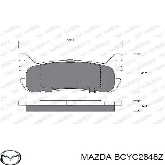 BCYC2648Z Mazda Колодки гальмівні задні, дискові