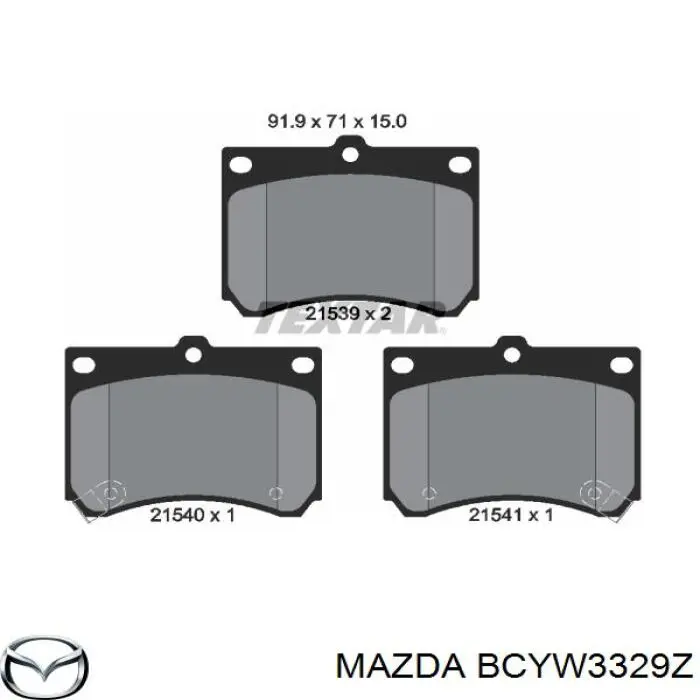 Колодки гальмівні передні, дискові BCYW3329Z Mazda