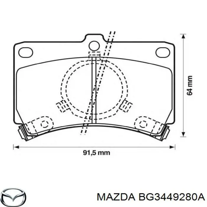Гальмівні колодки Mazda BG3449280A ціна, від 15.00 USD