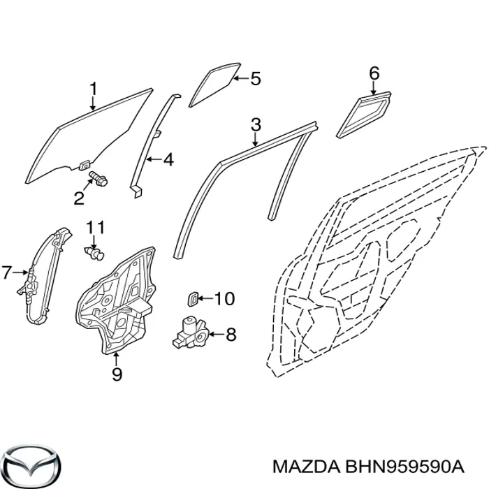 Склопідйомник з електродвигуном Mazda BHN959590A ціна, від  USD
