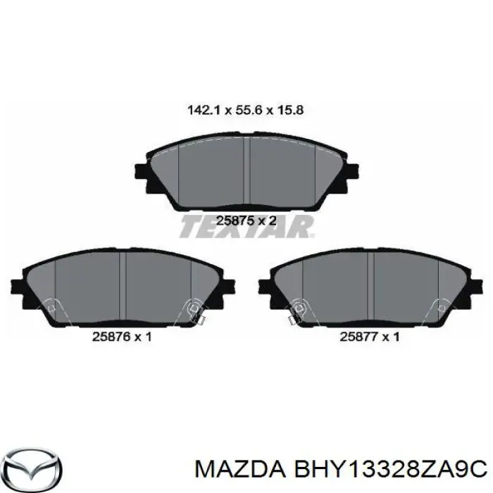 Колодки гальмівні передні, дискові BHY13328ZA9C Mazda