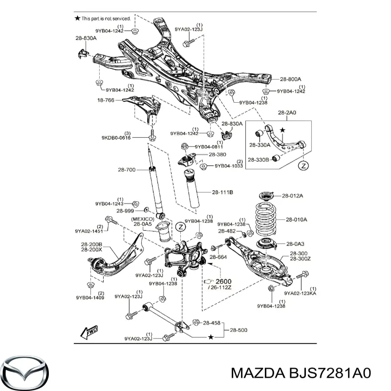 Відбійник на задні амортизатори Mazda BJS7281A0 ціна, від 12.67 USD