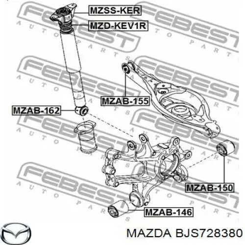Опора амортизатора заднього Mazda BJS728380 ціна, від 17.74 USD
