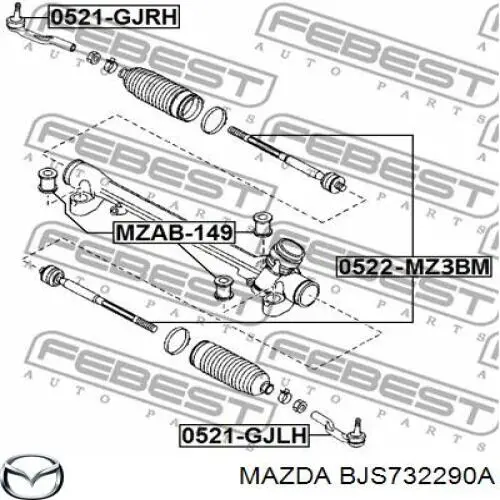 Наконечник рульовий Mazda BJS732290A ціна, від 14.41 USD