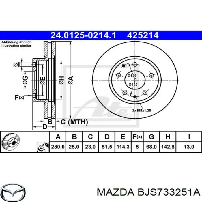 Купити BJS733251A Mazda Ротор гальмівний