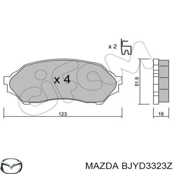 Купити BJYD3323Z Mazda Колодки гальмівні передні, дискові