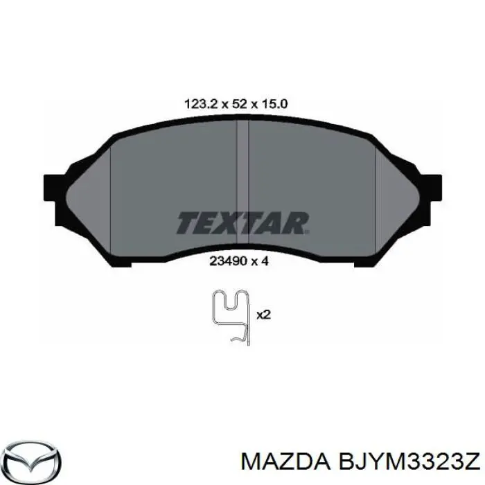 Передні тормозні колодки BJYM3323Z Mazda