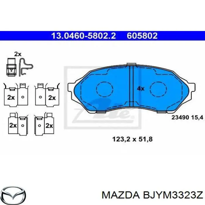 BJYM3323Z Mazda Передні гальмівні колодки