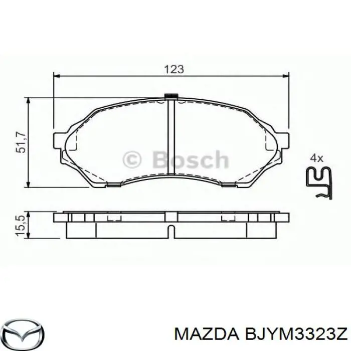 Гальмівні колодки Mazda BJYM3323Z ціна, від 16.48 USD