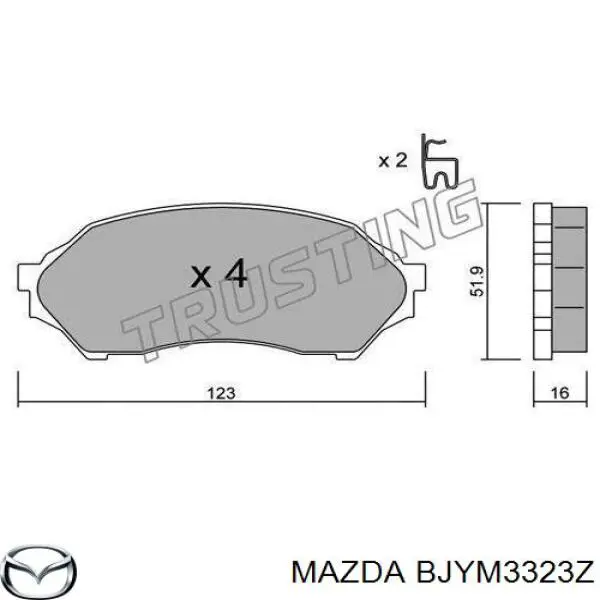 Купити BJYM3323Z Mazda Колодки гальмівні передні, дискові