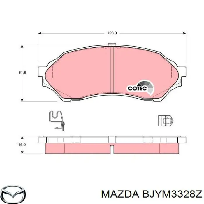 BJYM3328Z Mazda колодки гальмівні передні, дискові