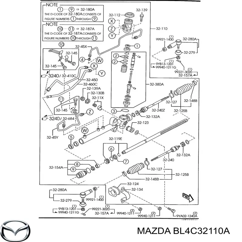 Рейка рульова BL4C32110A Mazda