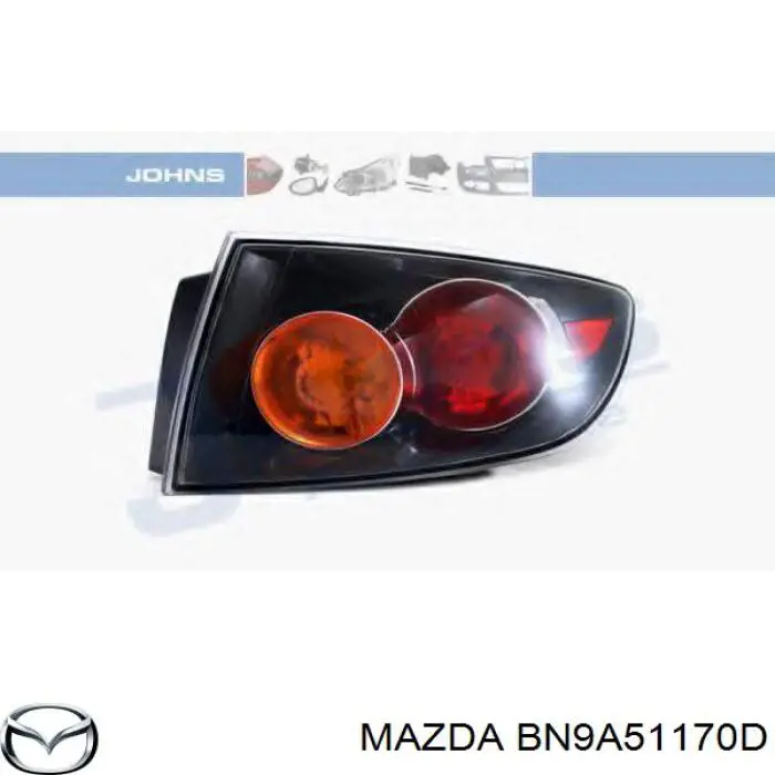 Ліхтар задній правий, зовнішній Mazda BN9A51170D ціна, від 183.20 USD