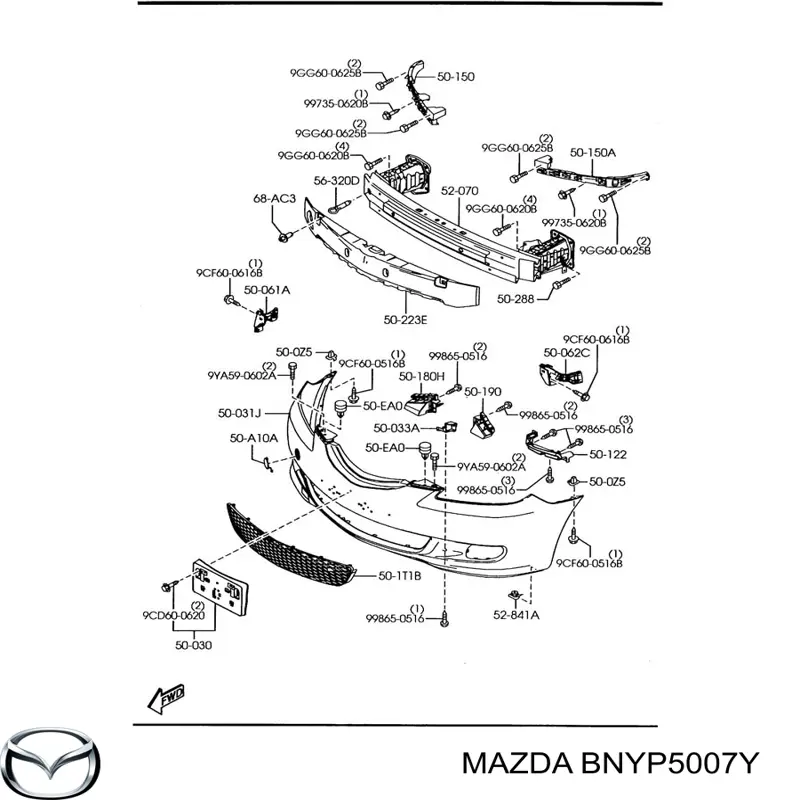 BNYP5007Y Mazda Балка бампера переднього
