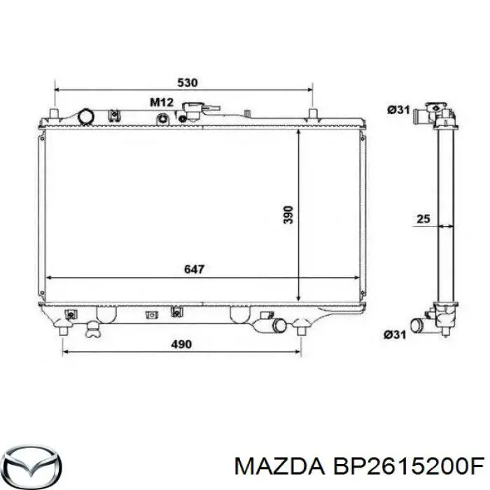 Радіатор основний Mazda BP2615200F ціна, від 60.41 USD