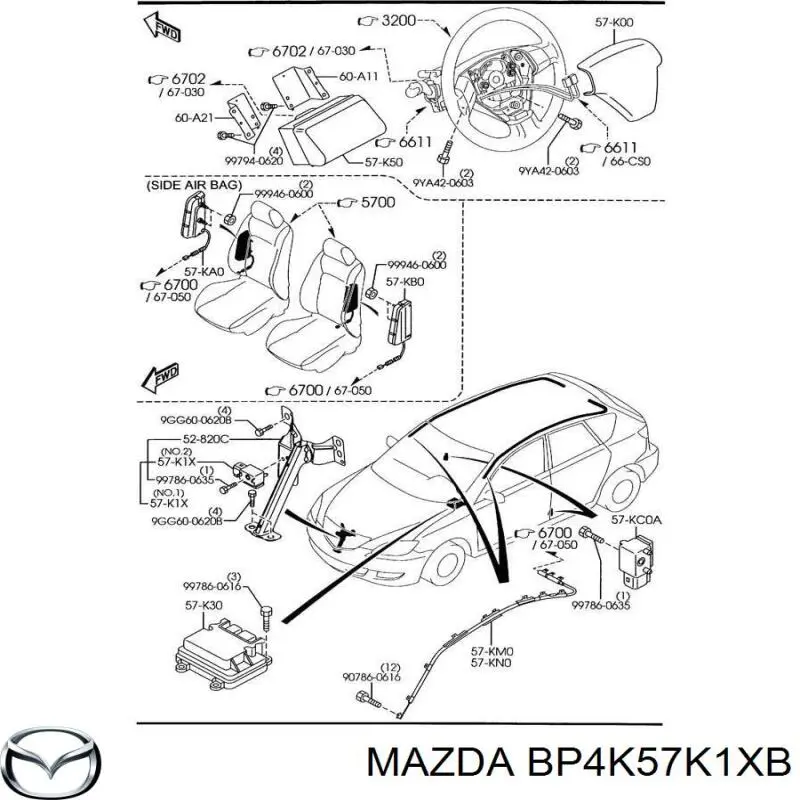 Датчик Айрбег передній Mazda BP4K57K1XB ціна, від 11.29 USD
