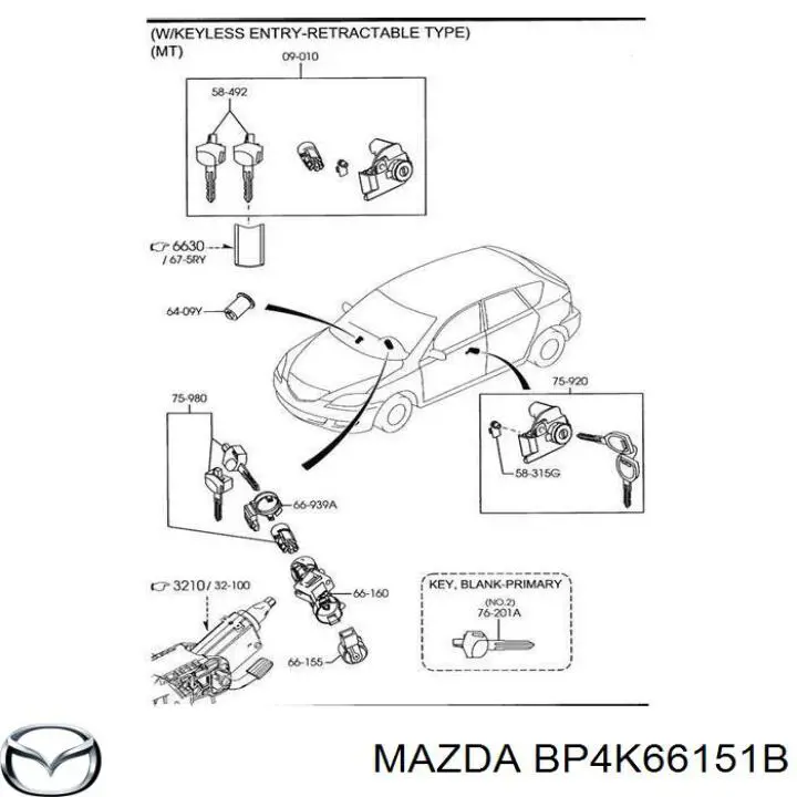 BP4K66151B Mazda замок запалювання, контактна група