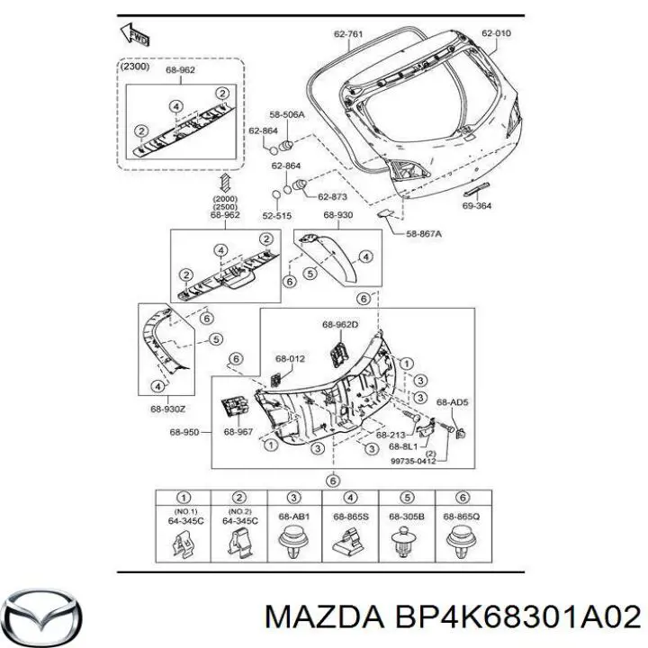 BP4K68301A02 Mazda Пістон (кліп) кріплення обшивки кришки багажника