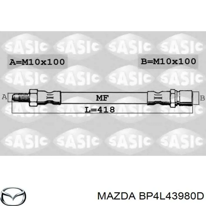 Шланг гальмівний задній BP4L43980D Mazda