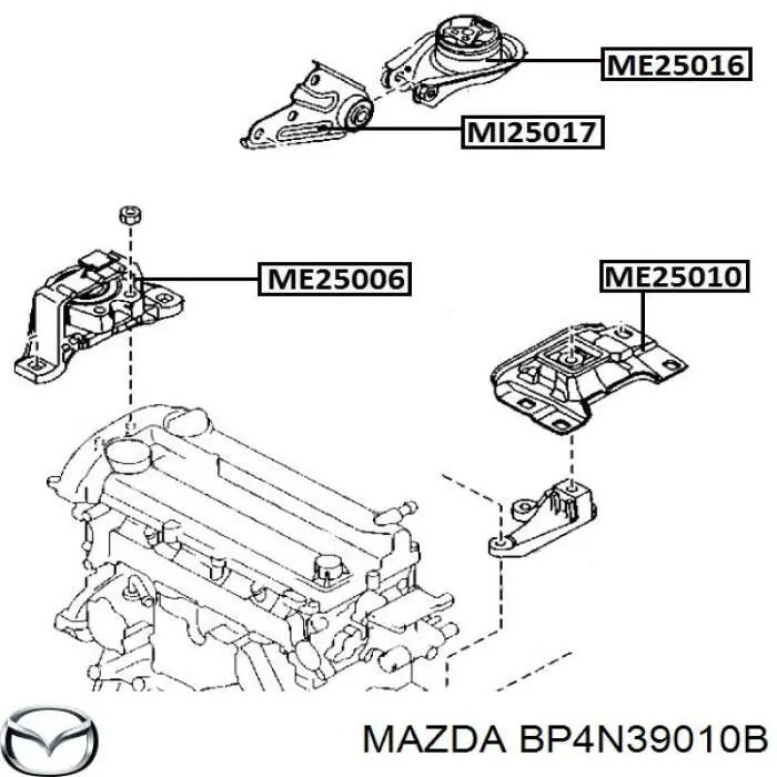 Кронштейн подушки (опори) двигуна, задньої Mazda BP4N39010B ціна, від 14.29 USD