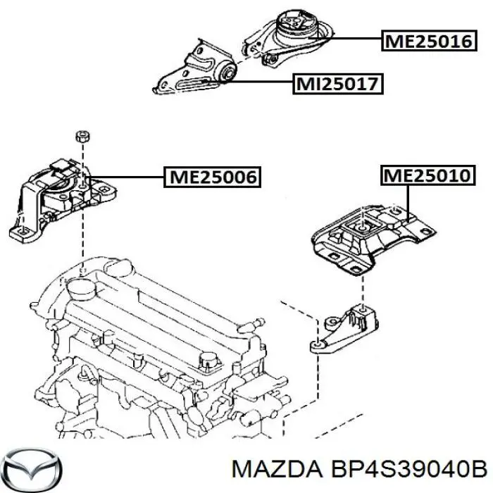 Опора двигуна задня Mazda BP4S39040B