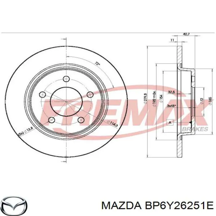 Гальмівні диски BP6Y26251E Mazda
