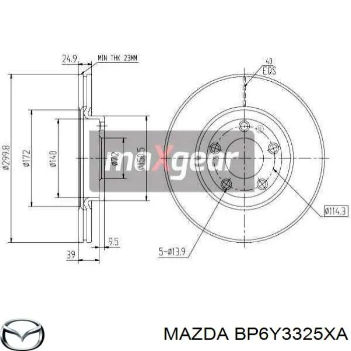 Диск переднього гальма Mazda BP6Y3325XA ціна, від 44.69 USD