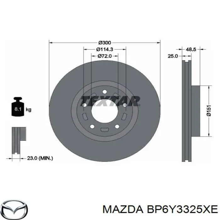 BP6Y3325XE Mazda диск гальмівний передній