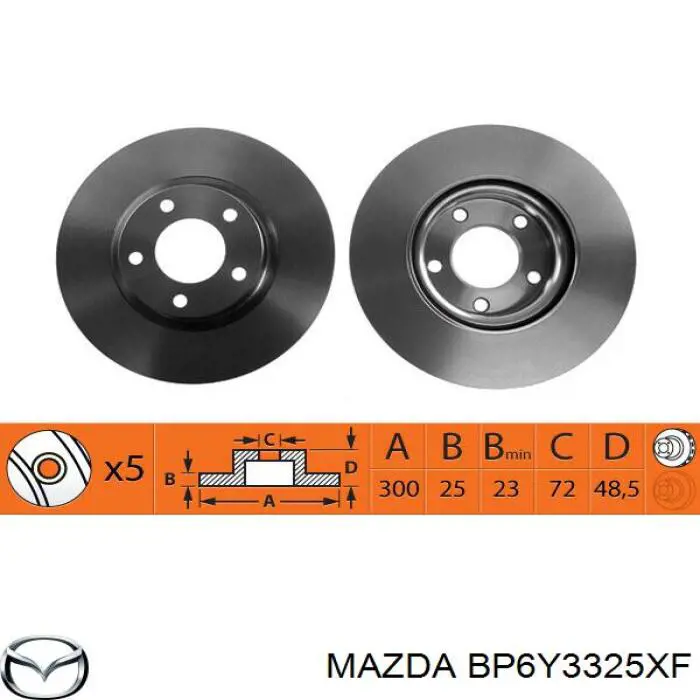 Диск переднього гальма Mazda BP6Y3325XF ціна, від 50.26 USD