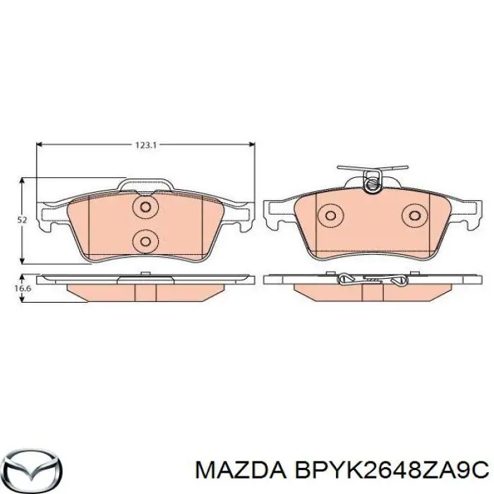 BPYK2648ZA9C Mazda колодки гальмові задні, дискові
