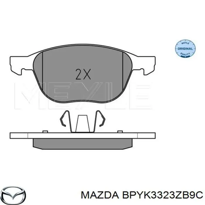 Колодки гальмівні передні, дискові BPYK3323ZB9C Mazda