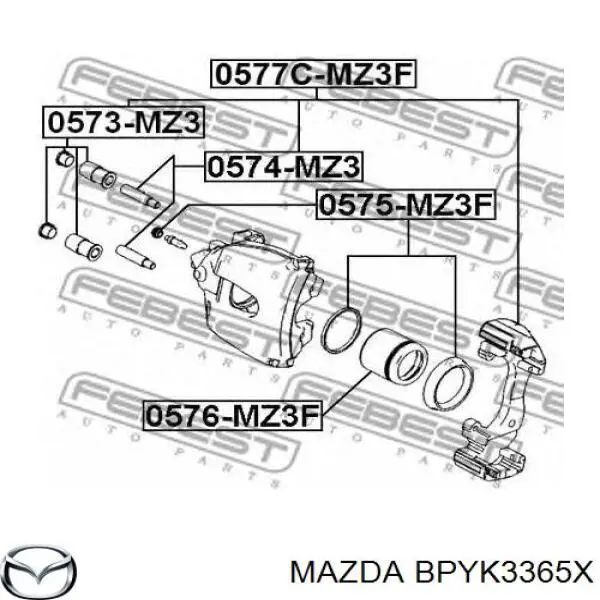 Купити BPYK3365X Mazda Поршень супорту гальмівного, переднього