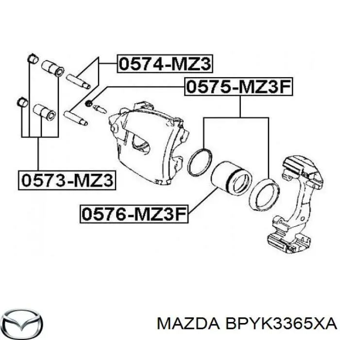 BPYK3365XA Mazda поршень супорту гальмівного, переднього