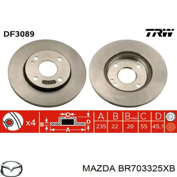 BR703325XB Mazda диск гальмівний передній