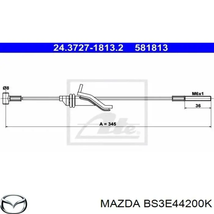 Купити BS3E44200K Mazda Трос ручного гальма задній, правий/лівий
