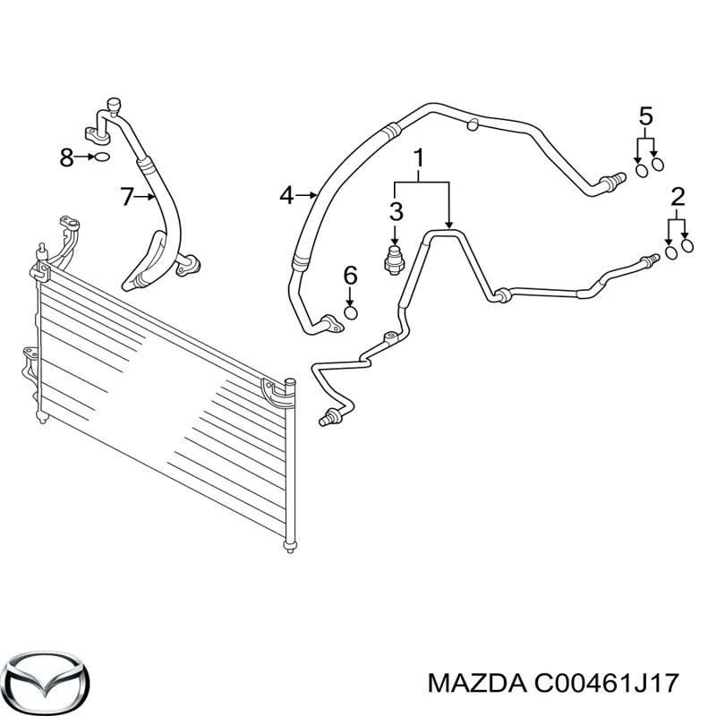 C00461J17 Mazda кільце ущільнювальне трубки кондиціонера