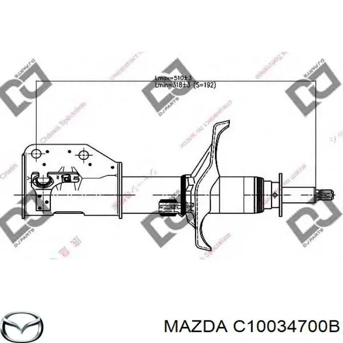 Амортизатор передній, правий C10034700B Mazda