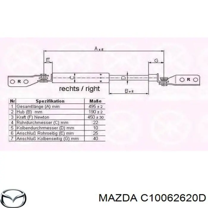 C10062620D Mazda амортизатор кришки багажника/ двері 3/5-ї задньої