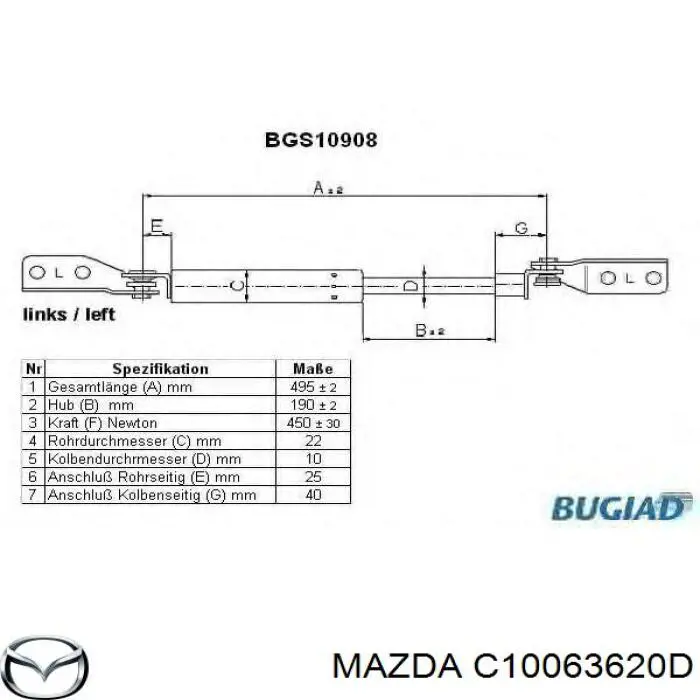 C10063620D Mazda амортизатор кришки багажника/ двері 3/5-ї задньої