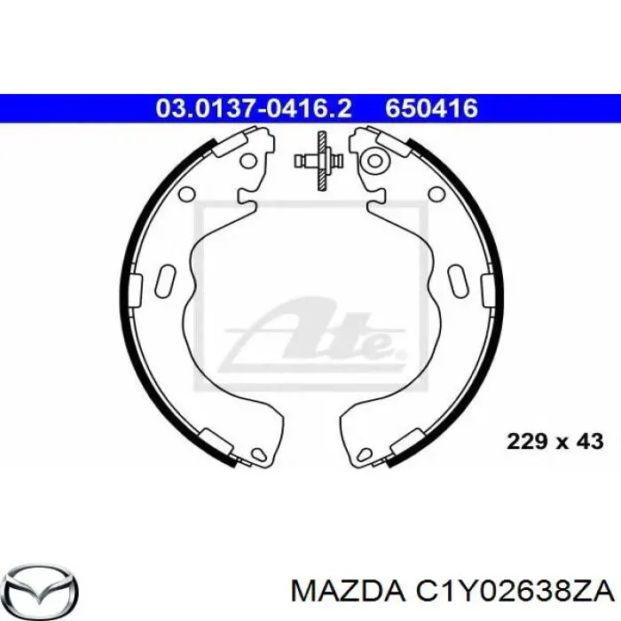 Колодки гальмові задні, барабанні C1Y02638ZA Mazda