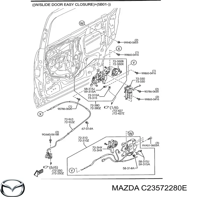 Рейка направляюча зсувної двері, центральна права Mazda C23572280E ціна, від 50.62 USD