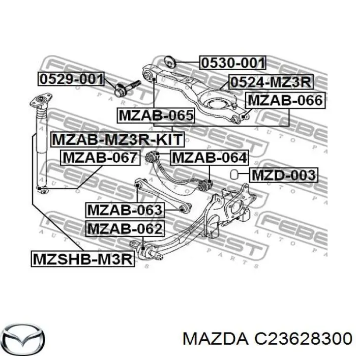 Важіль задньої підвіски нижній, лівий/правий Mazda C23628300 ціна, від 47.24 USD